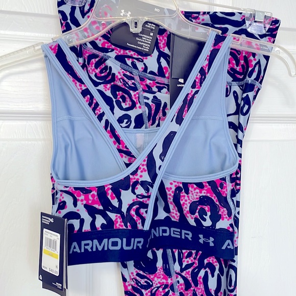 Bundle animal print under armour leggings and sports bra set MINERAL BLUE/NAVY - Picture 6 of 7